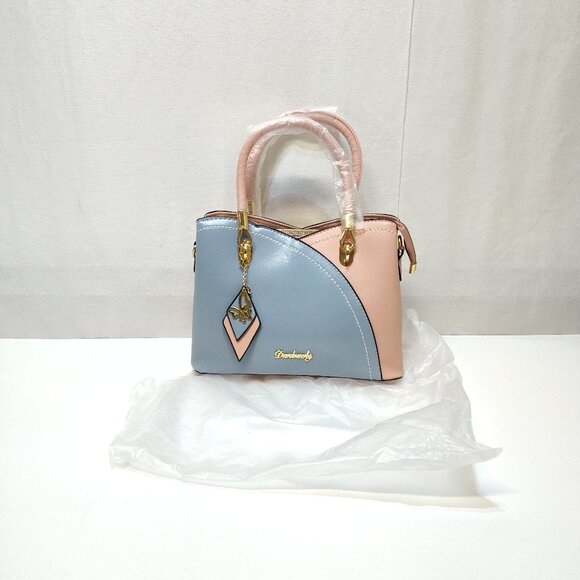 Danbaoly Patchwork PU Leather Handbag Top Handles Removable Crossbody Strap NWT - Picture 1 of 13